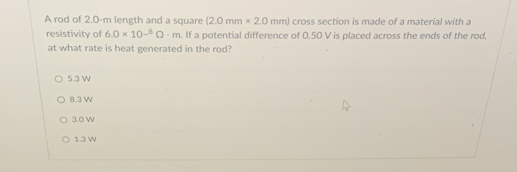 1 A rod of 2.0-m length and a square (2.0 mm x