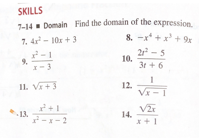 SKILLS 7-14 Domain Find the domain of the