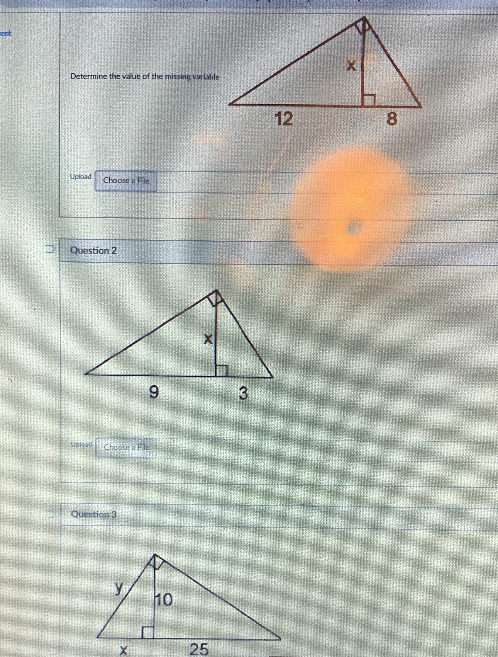 Determine the value of the missing variable X