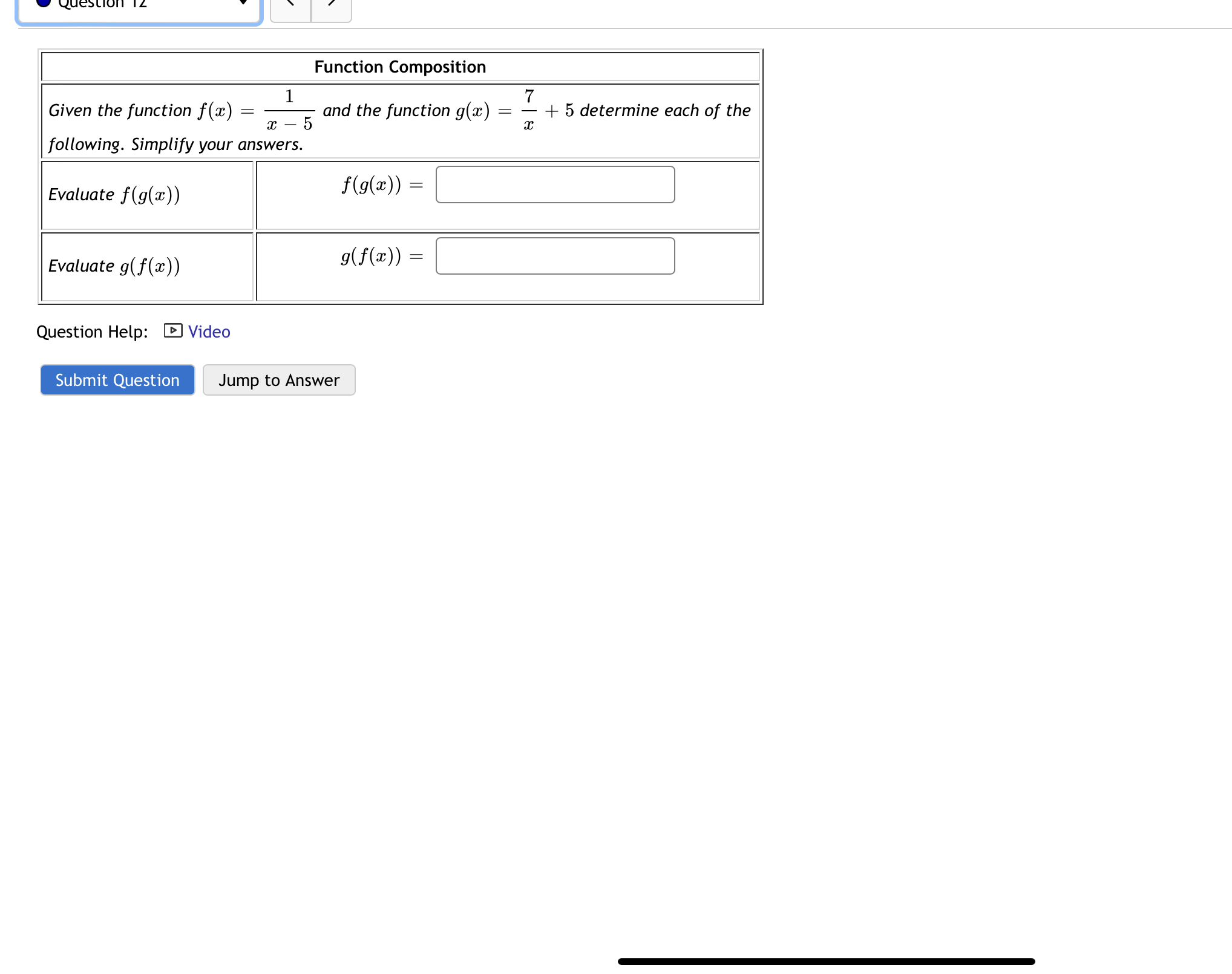 Function Composition Given the function f () = 1