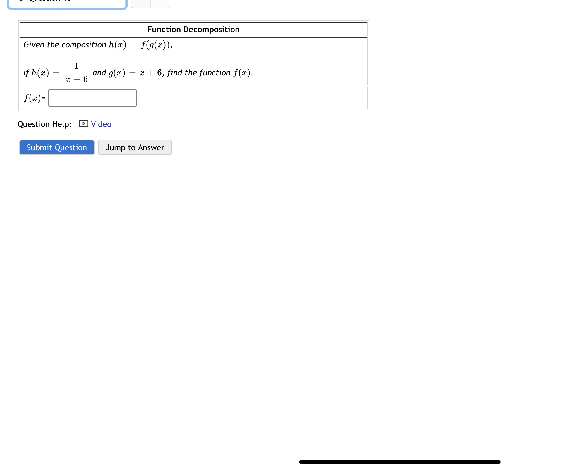 Function Composition Given the function f () = 1