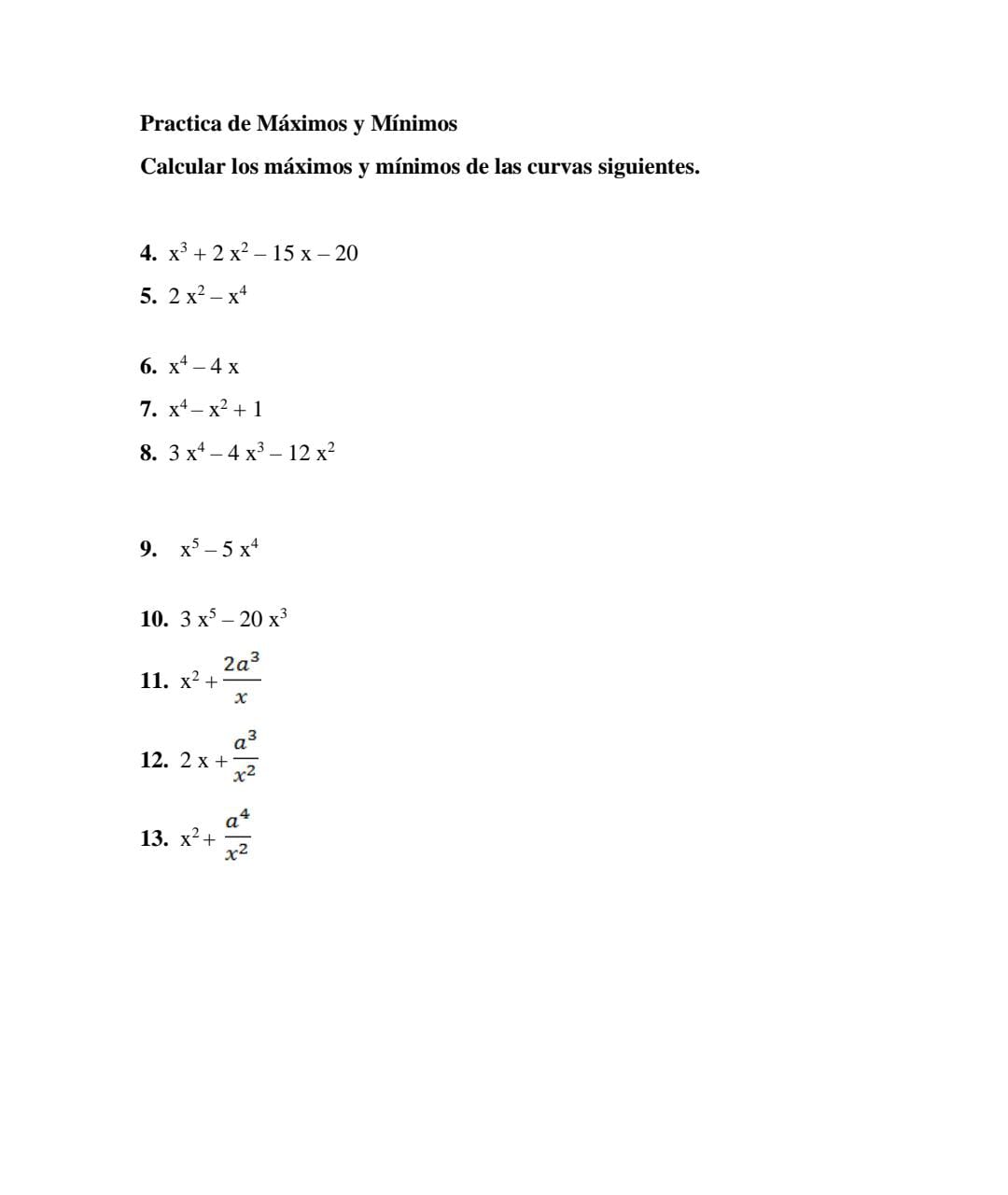 DERIVADA EN UN MXIMO Y EN UN MNIMO \f