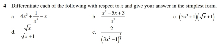 anyone can help me 4 Differentiate each of the