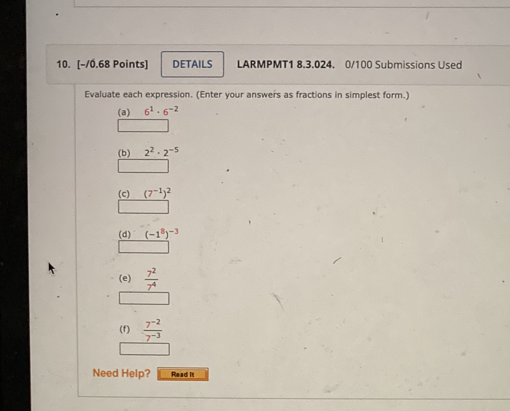 10. [-/0.68 Points] DETAILS LARMPMT1 8.3.024.