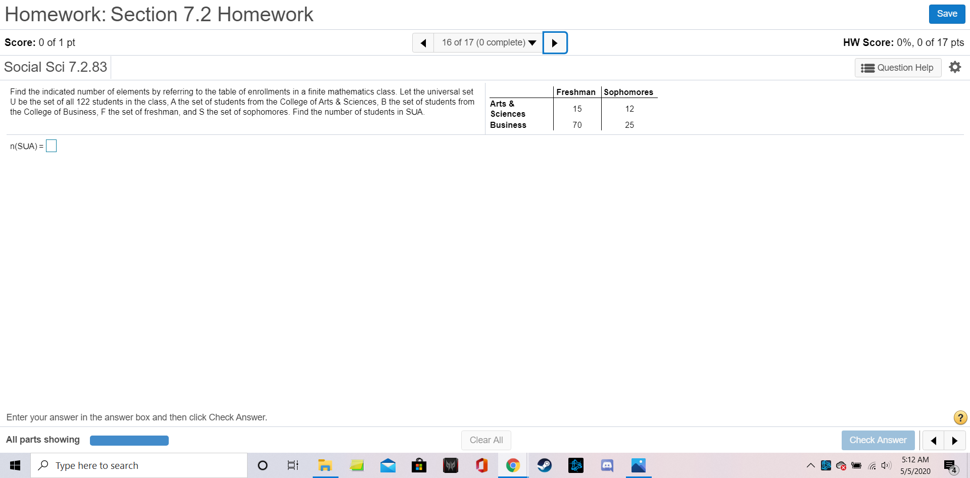Solve the following problems. Homework: Section