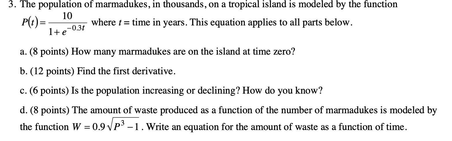 3. The population of marmadukes, in thousands, on