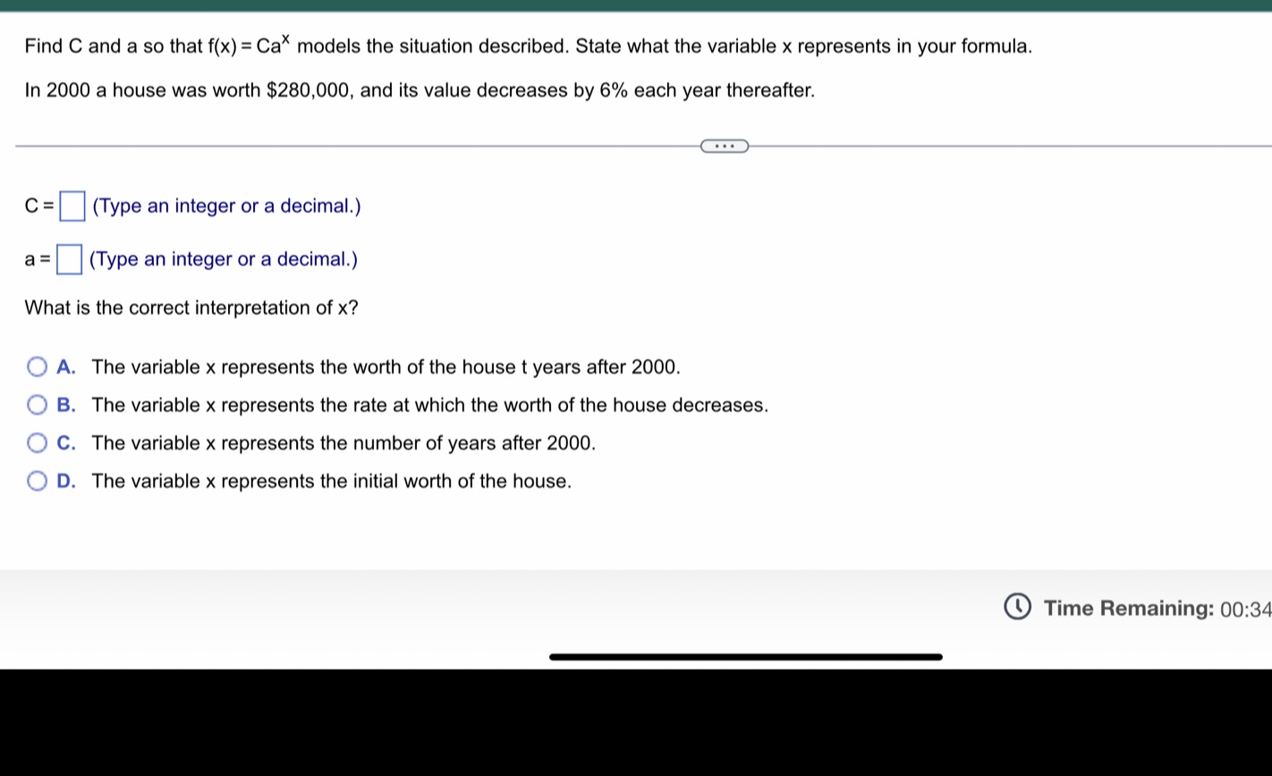 Find C and a so that f(x) = Ca" models the