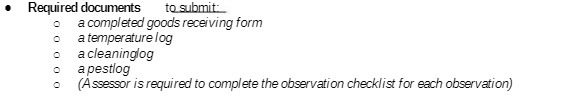 Required documents to submit: a completed goods