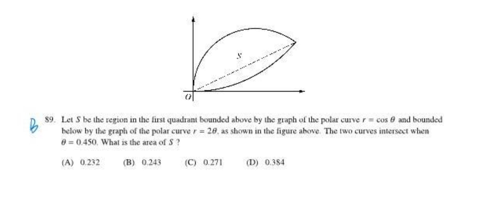 B 89. Let S be the region in the first quadrant