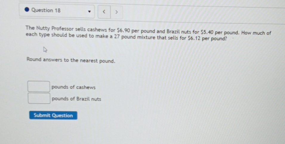 question is in picture . Question 18 < The Nutty