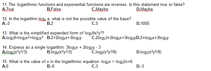 11. The logarithmic functions and exponential