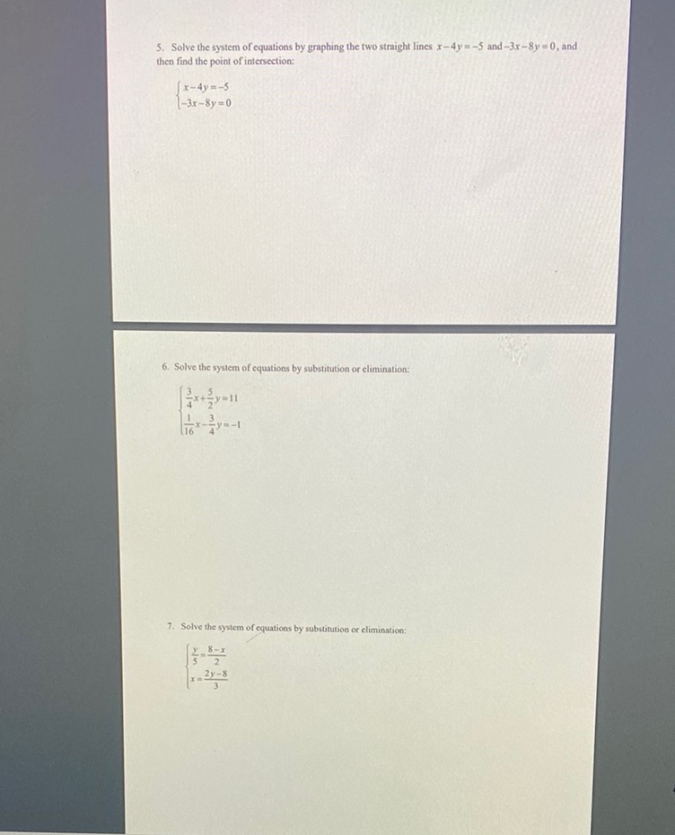 5. Solve the system of equations by graphing the