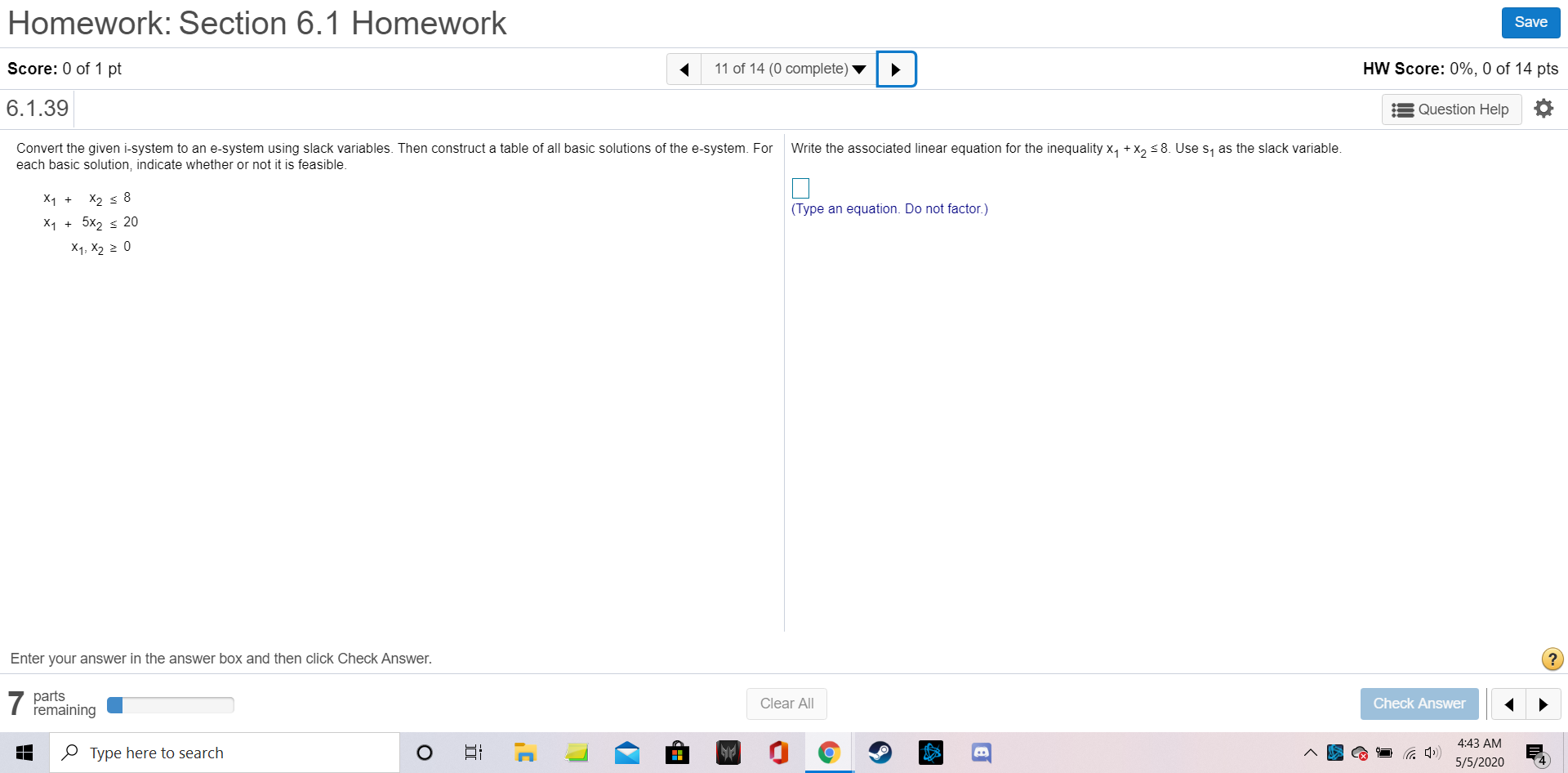 Homework: Section 6.1 Homework Save Score: 0 of 1
