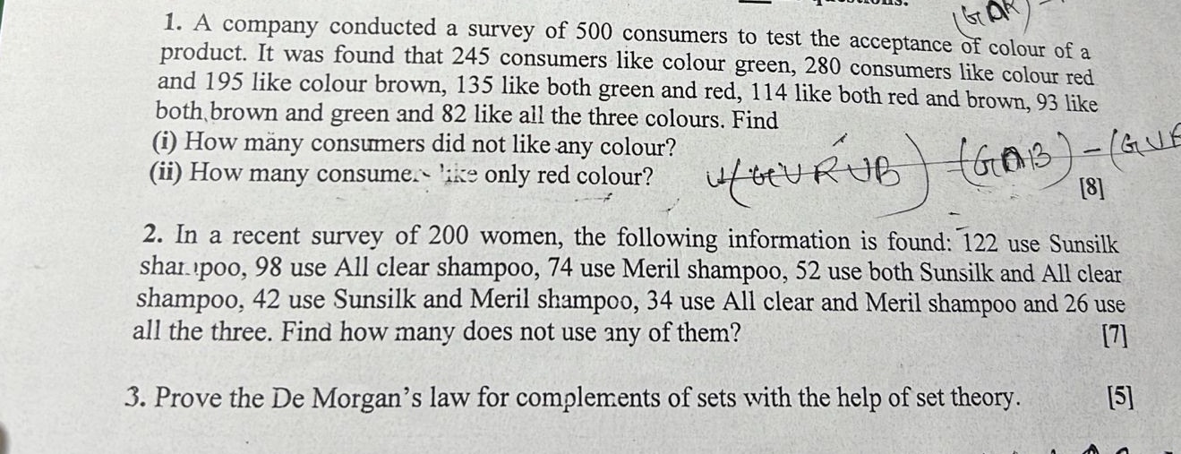 1. A company conducted a survey of 500 consumers