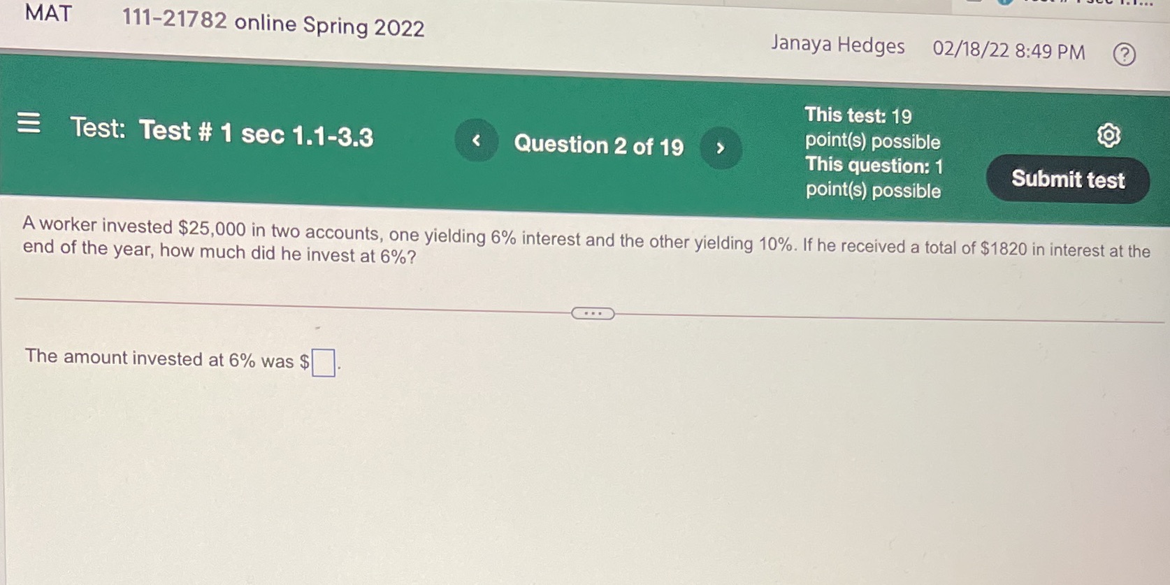 MAT 111-21782 online Spring 2022 Janaya Hedges
