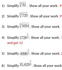 1) Simplify 32. Show all your work. P 2) Simplify