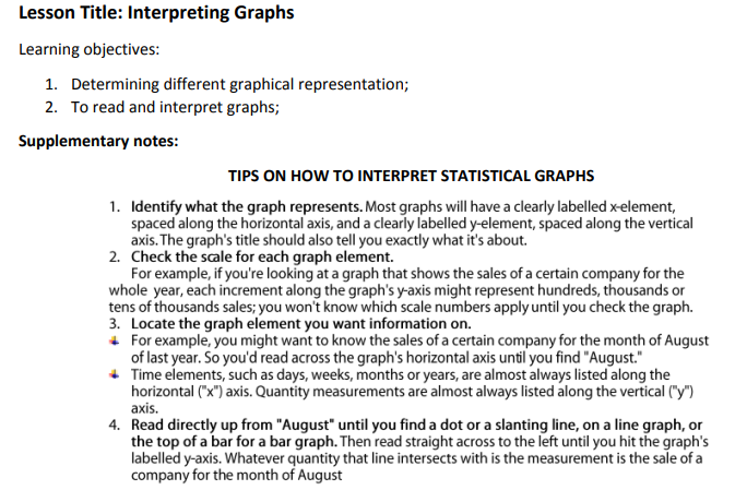LESSON 8: Describing Data Presentation and
