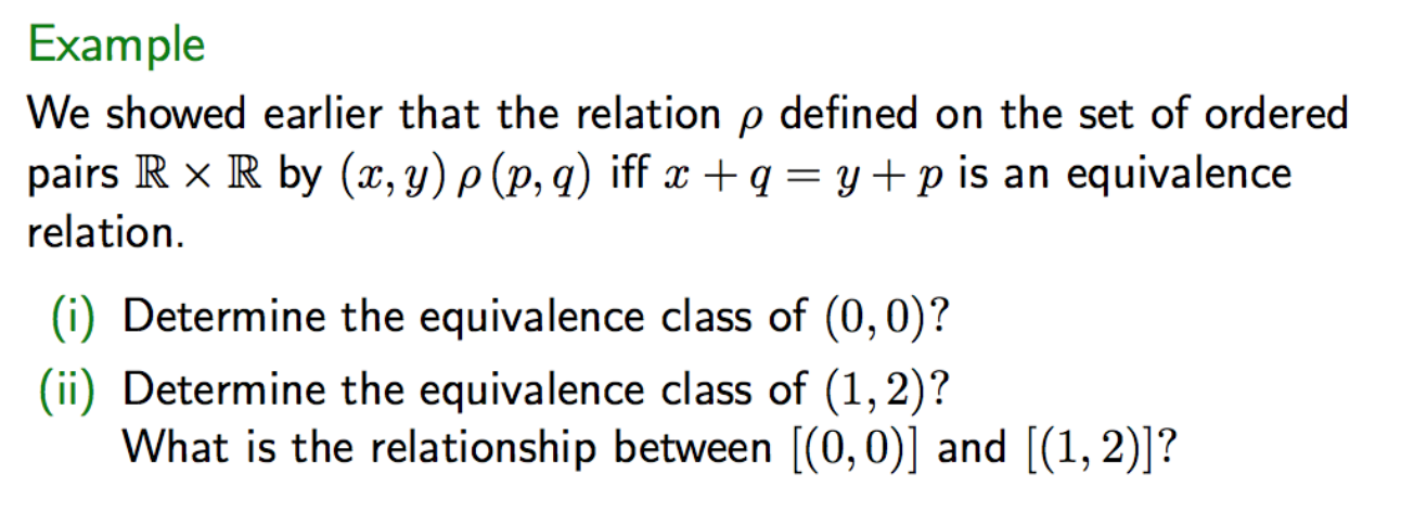 Example We showed earlier that the relation p