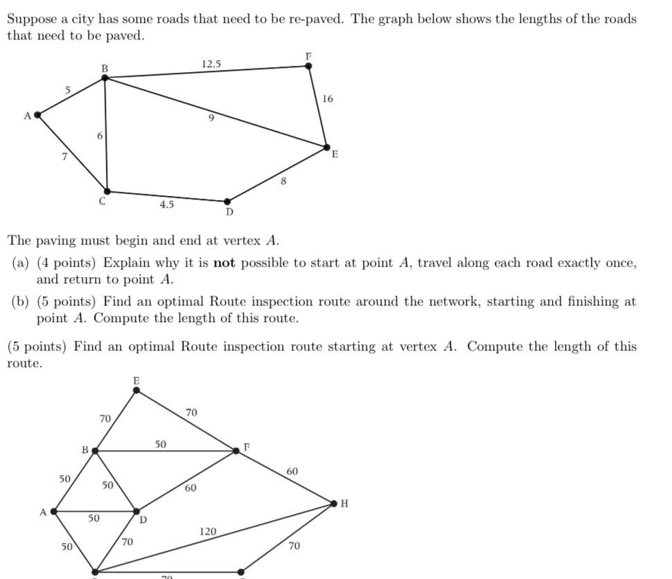 Suppose a city has some roads that need to be