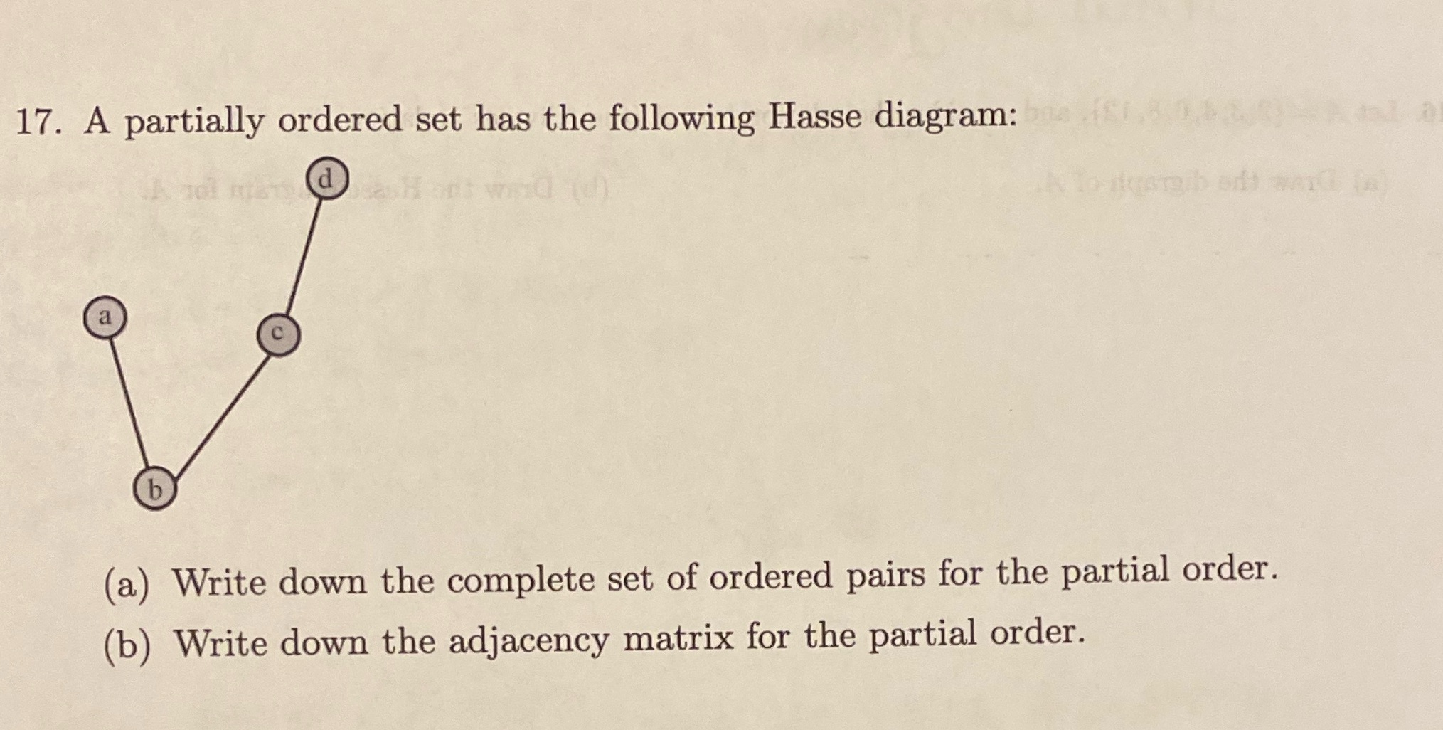 17. A partially ordered set has the following