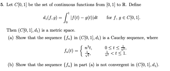 5. Let CO, 1] be the set of continuous functions