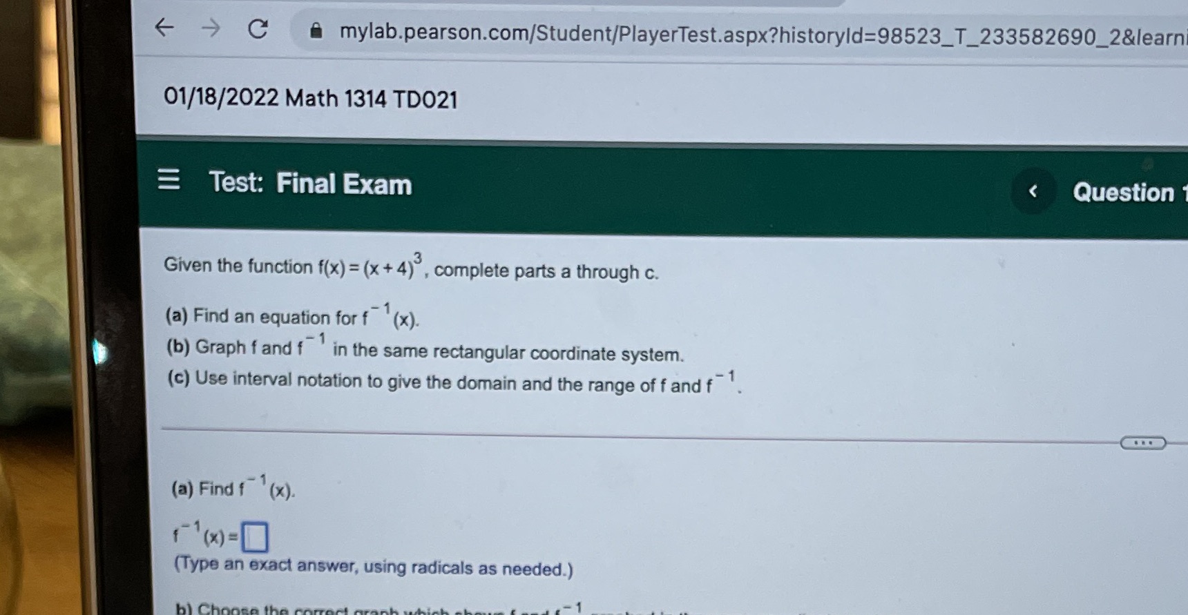 C mylab.pearson.com/Student/PlayerTest.aspx?