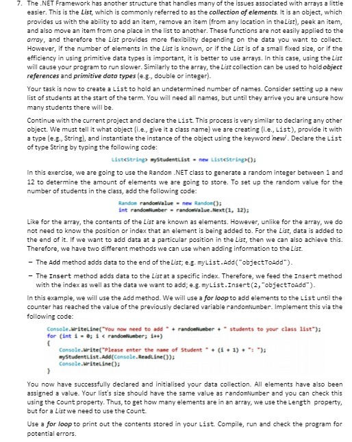 7. The .NET Framework has another structure that
