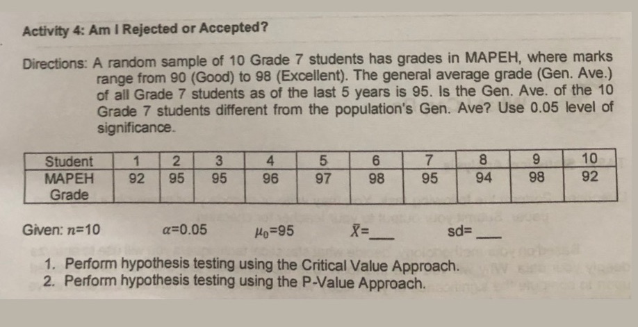 Activity 4: Am I Rejected or Accepted?