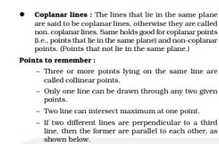 . Coplanar lines : The lines that lie in the same