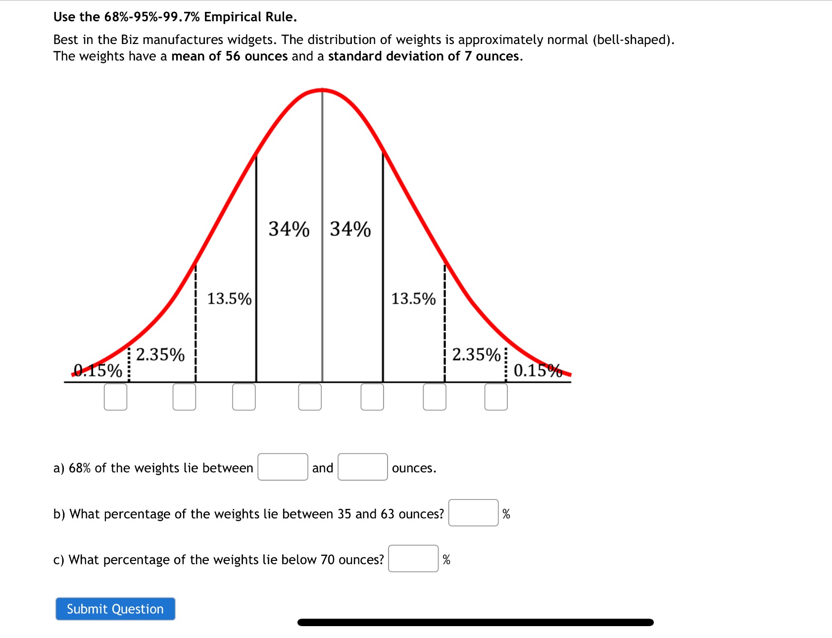 Use the 68%-95%-99.7% Empirical Rule. Best in the