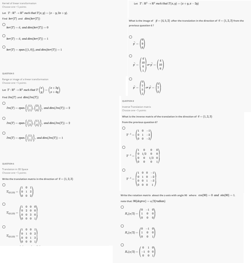 Kernel of linear transformation Let T : 13 + 13