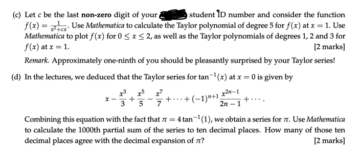 QUESTION 4 (c) Let c be the last non-zero digit