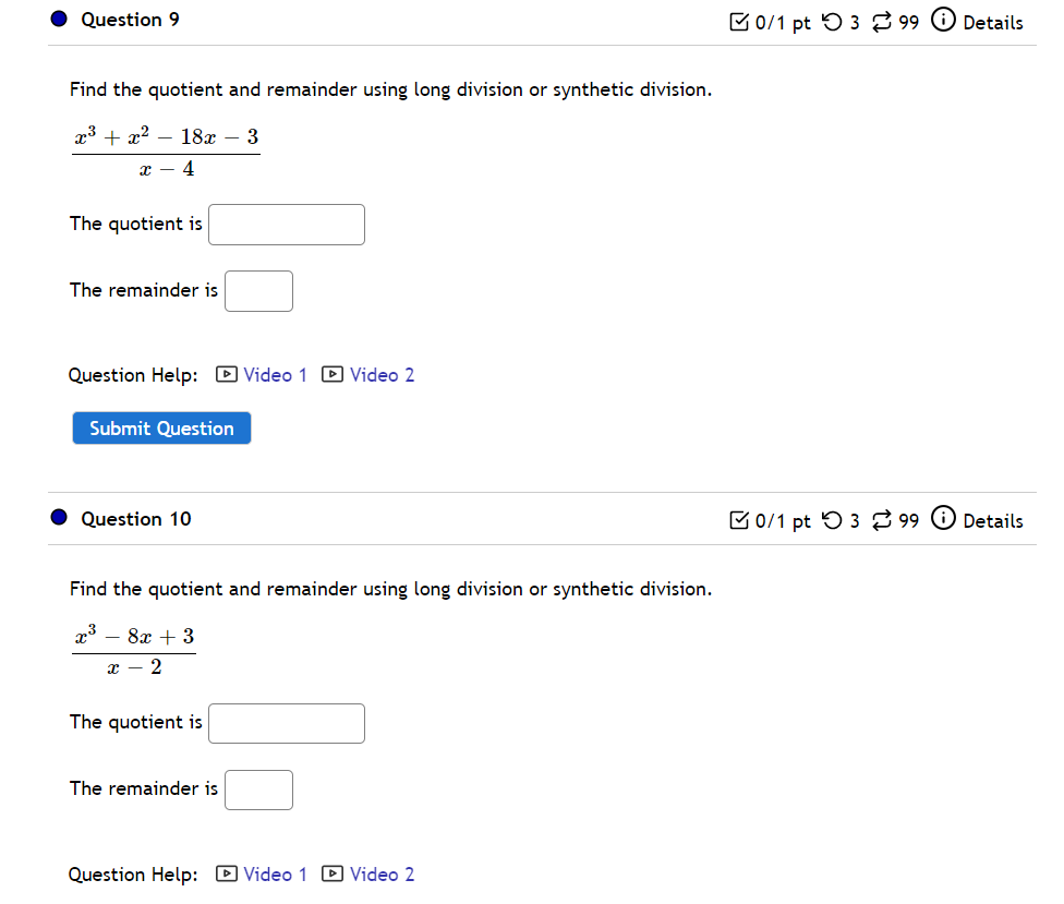 Question 1 0/1 pt 9 3 2 99 0 Details Divide and