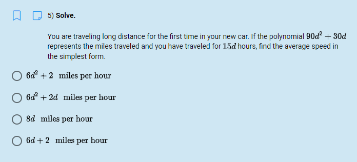 Subject : Algebra 1 Objective : Answer the given