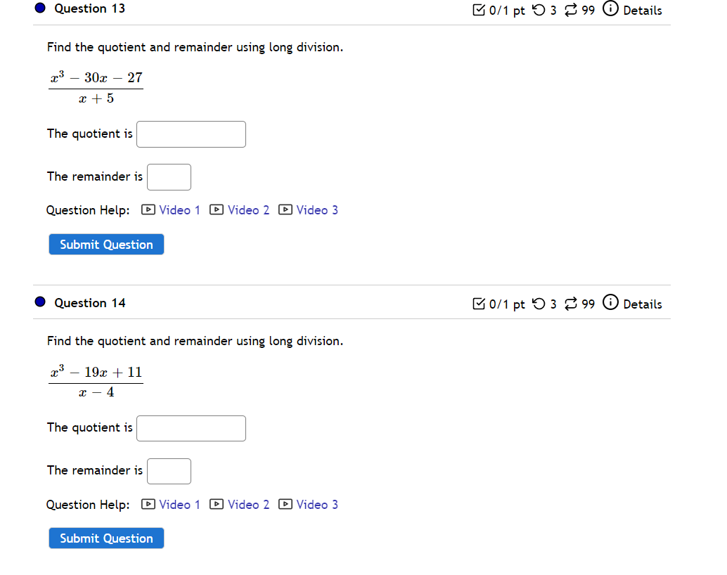 Question 1 0/1 pt 9 3 2 99 0 Details Divide and