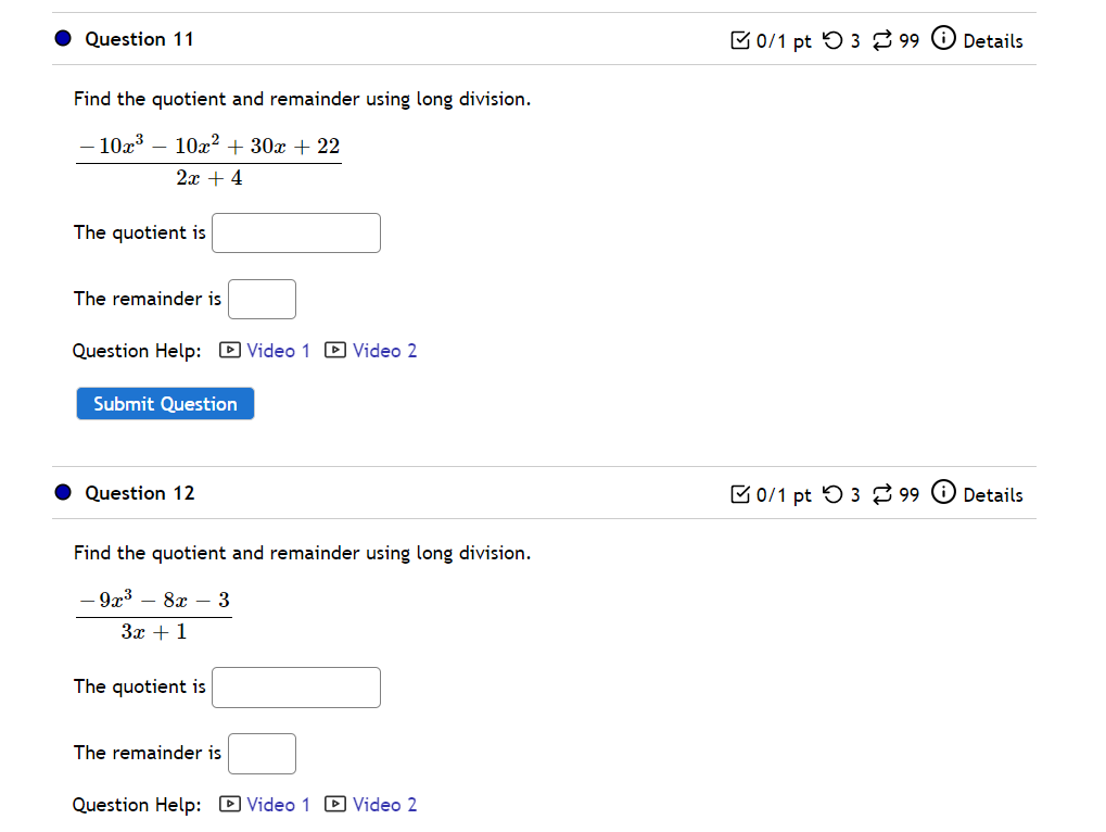 Question 1 0/1 pt 9 3 2 99 0 Details Divide and