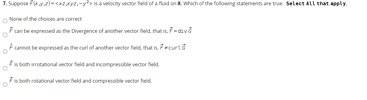 7. Suppose F(x,y,z)=