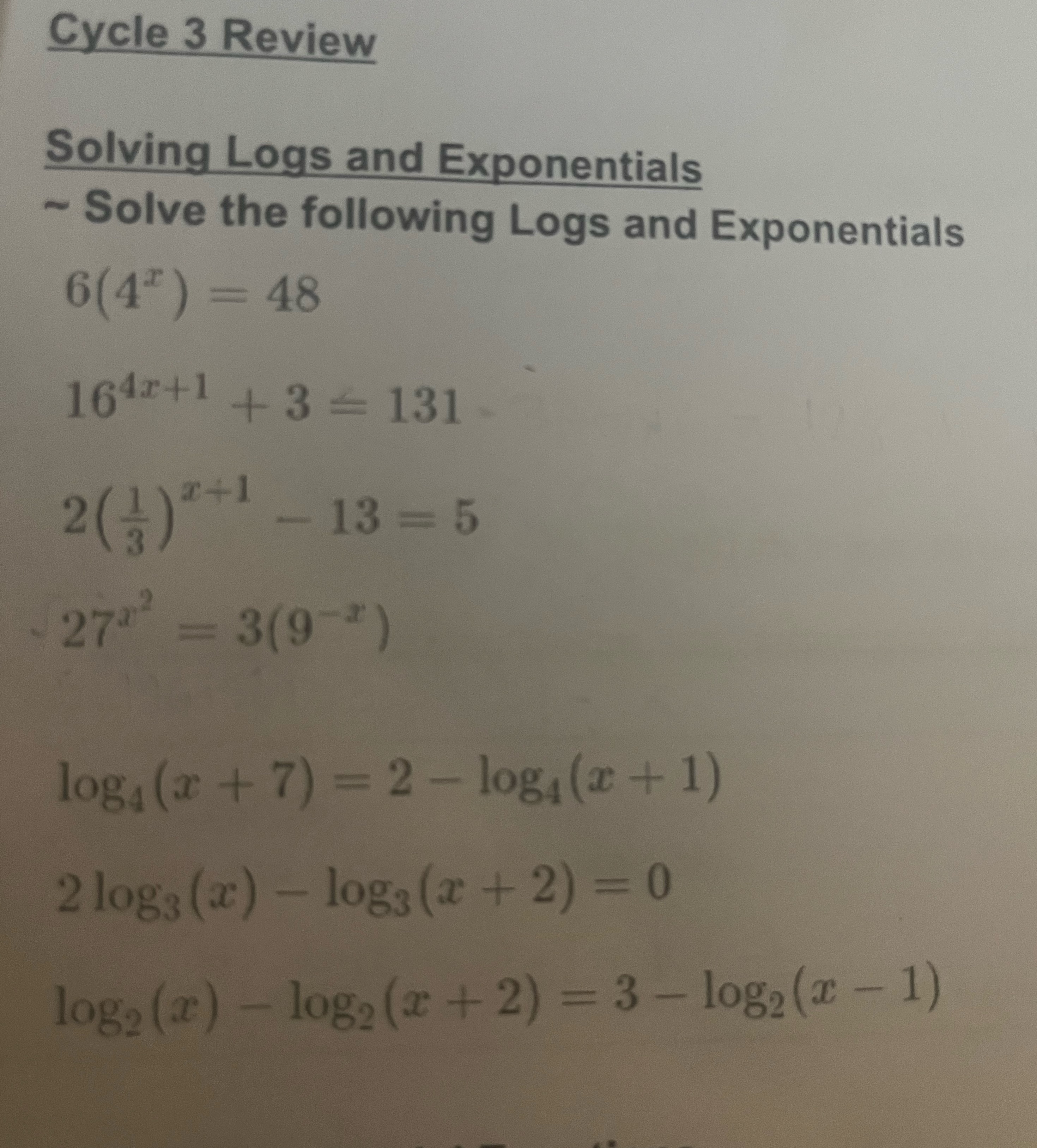 Can someone help me with solving logs and