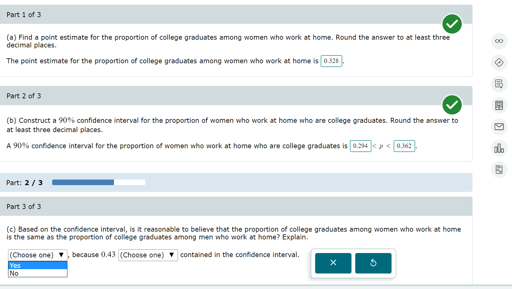 (c) Based on the confidence interval, is it