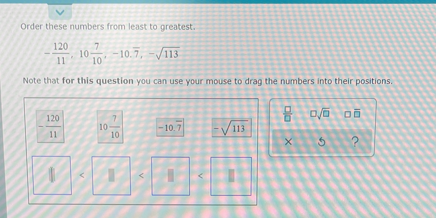 What would this be from least to greatest? Order