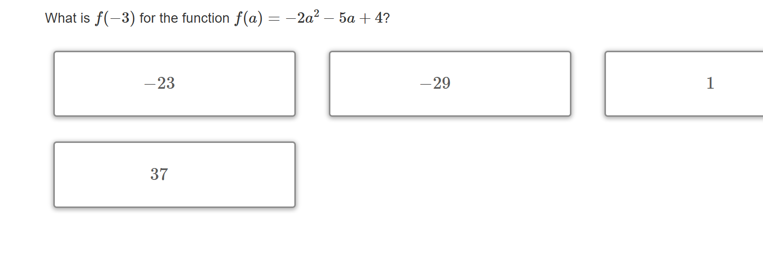 ? What is f(-3) for the function f(a) = -2a2 - 5a