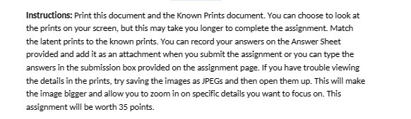 Instructions: Print this document and the Known