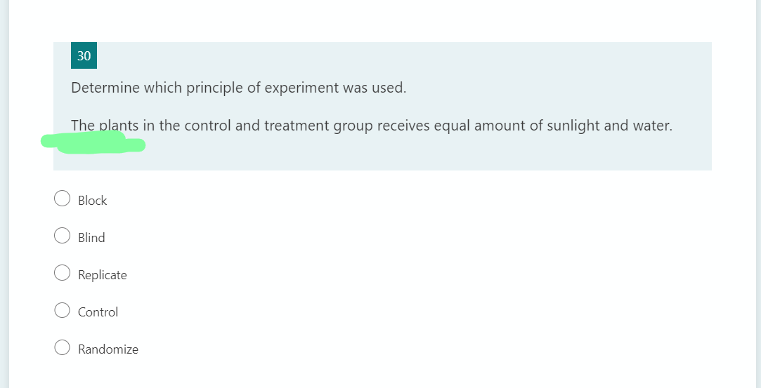 3E} Determine which principle of experiment was