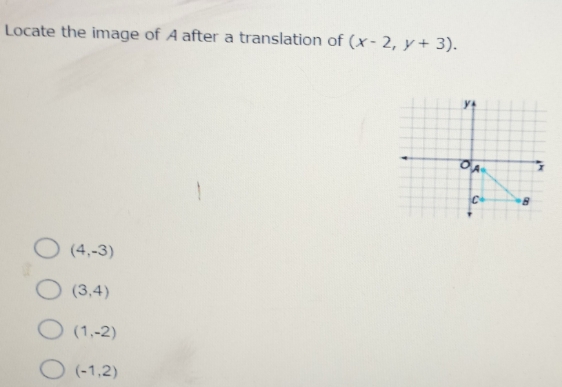 Locate the image of A after a translation of
