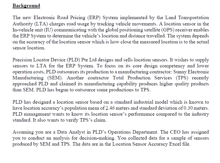 Background The new 1 Electronic Road Pricing