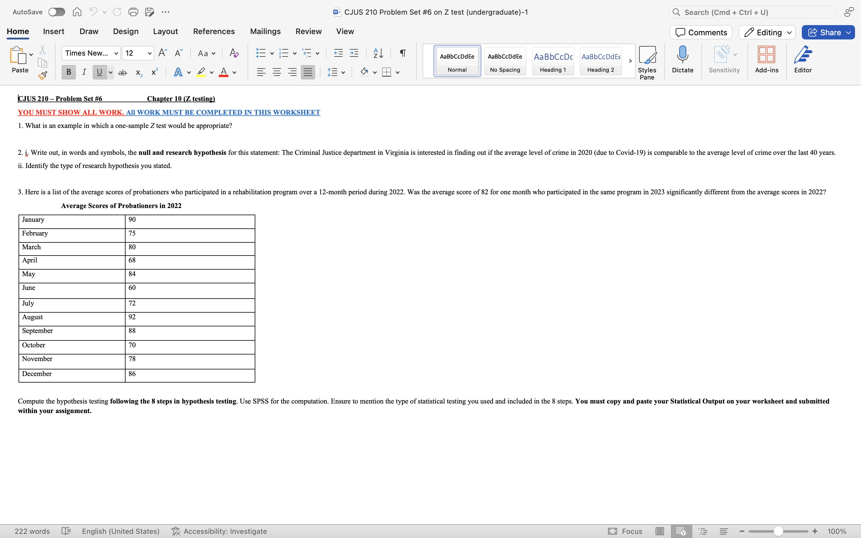 AutoSave O A . C G ... W CJUS 210 Problem Set #6