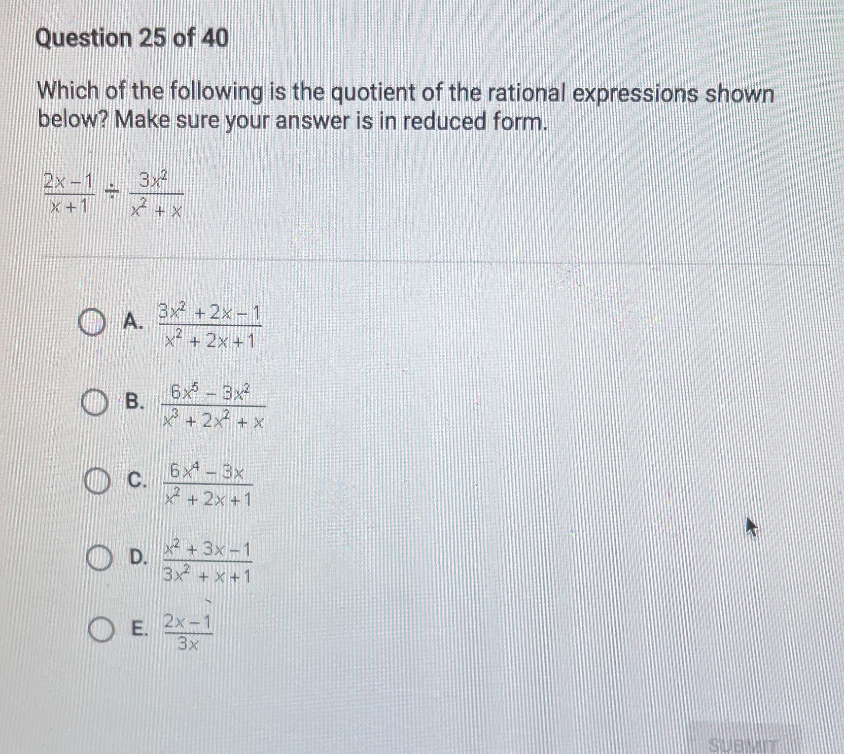 Question 25 of 40 Which of the following is the