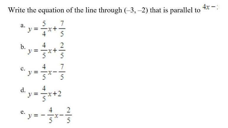 \fWrite the equation of the line passing through
