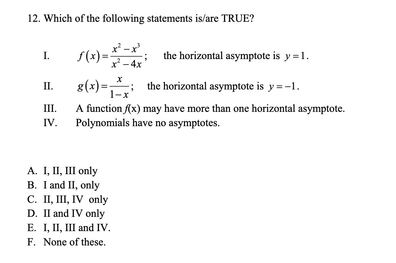 12. Which of the following statements is/are