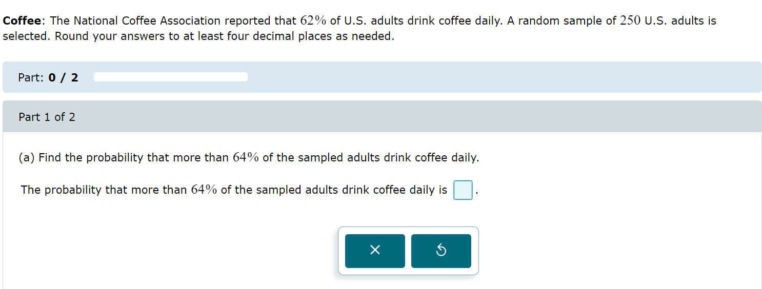 (a) Find the probability that more than 64% of